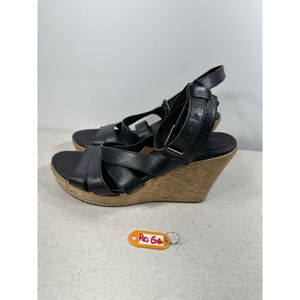 Timberland Size 9 Women’s Platform Black Leather Wedge Sandals